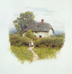 Young Girl by the Cottage Gate